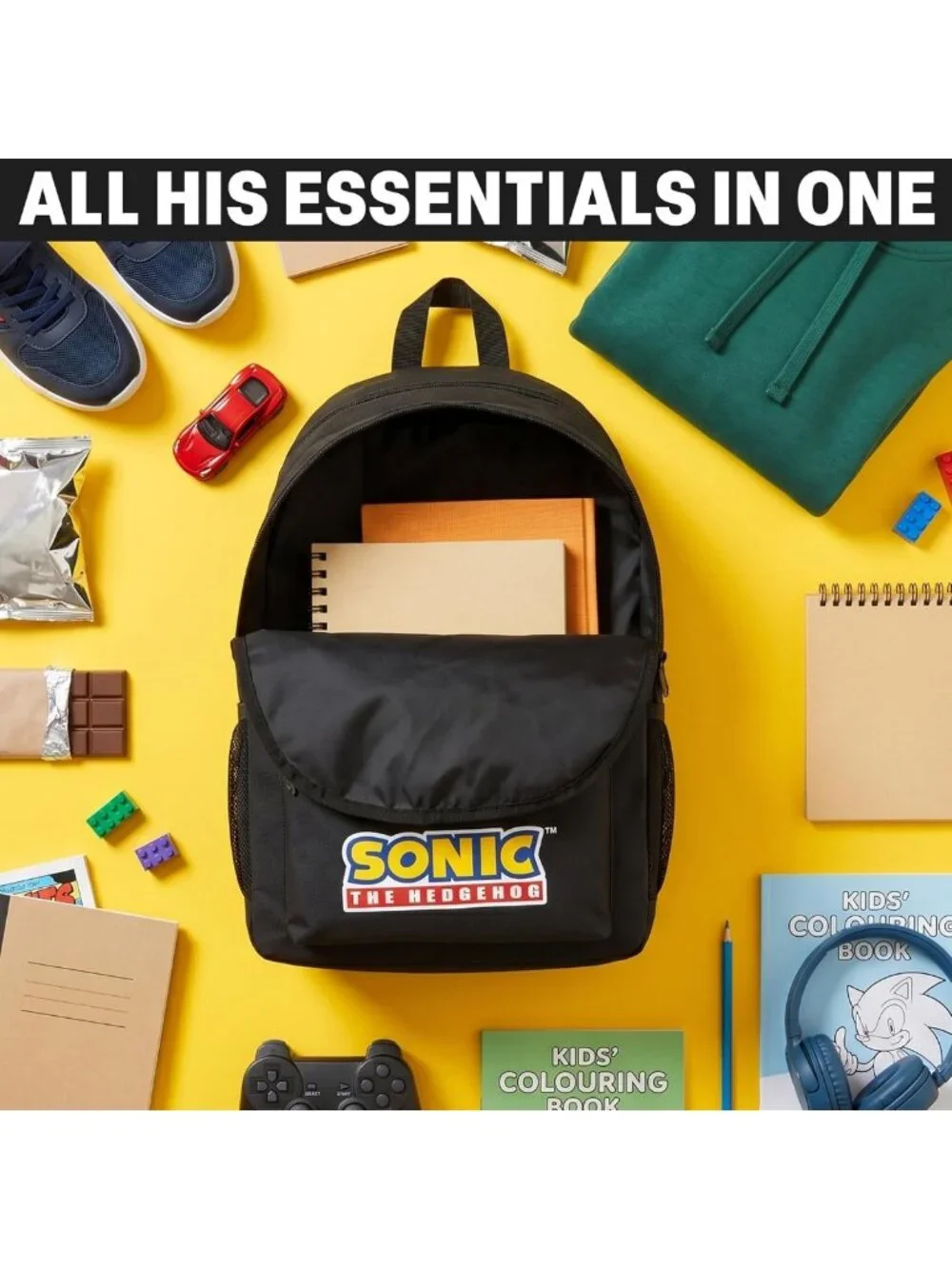 Sonic The Hedgehog Boys Backpack - Padded, Adjustable Straps, 18